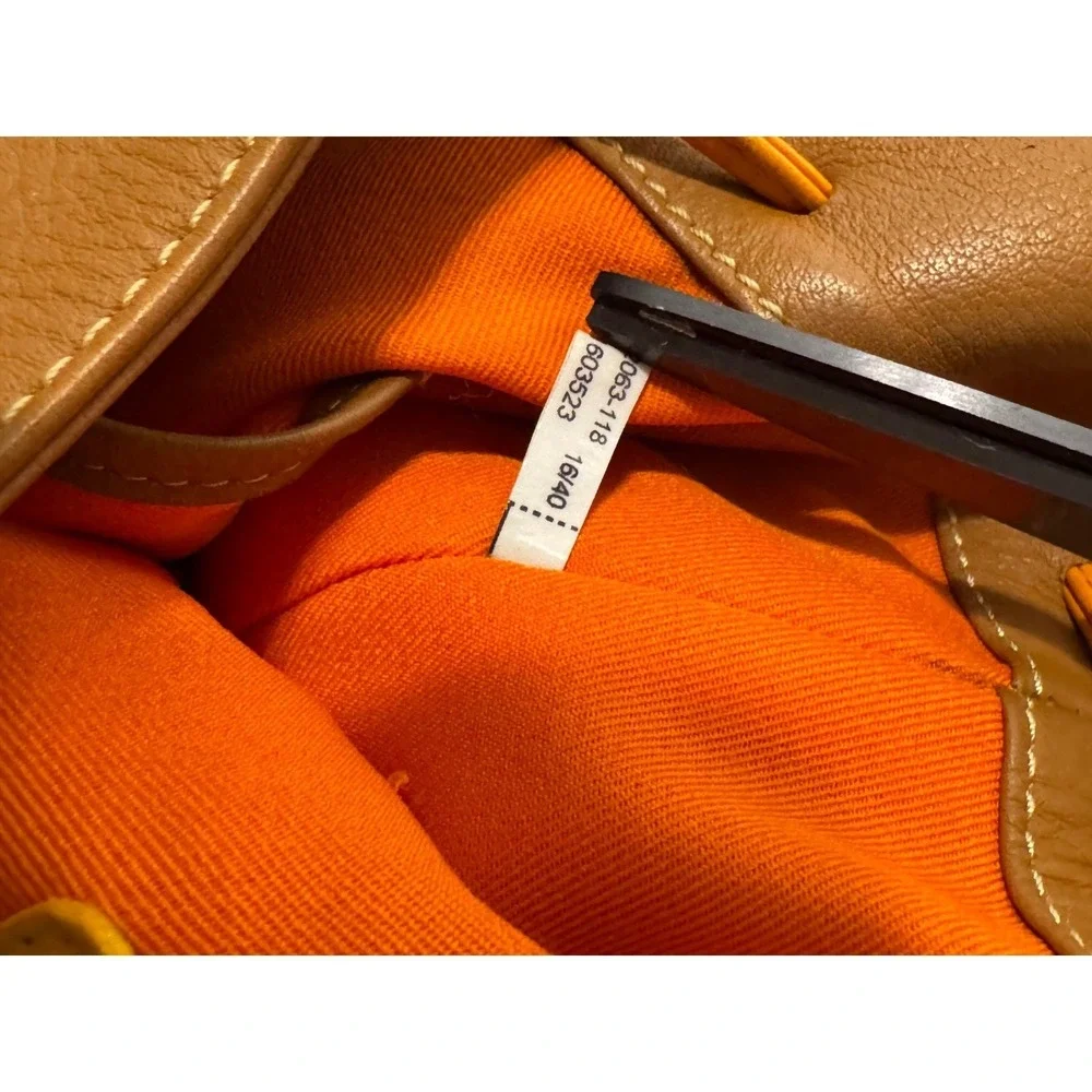 MyWalit Leather Brown  Backpack purse with orange trim Shoulder Bag‎ Italy